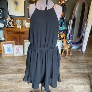 Karen Kane Size Large Black Faux Wrap Sleeveless Dress